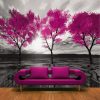 tapeta do salonu różowe drzewa