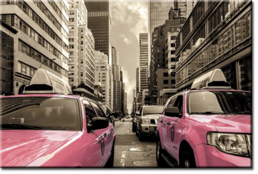 fototapeta różowe taksówki